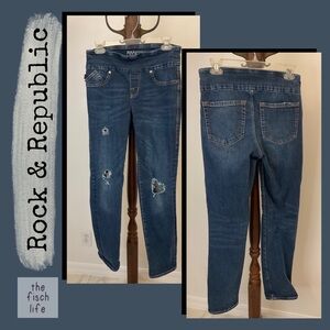 Rock & Republic Denim Rx Elastic Waist Denim Fever Legging Distressed